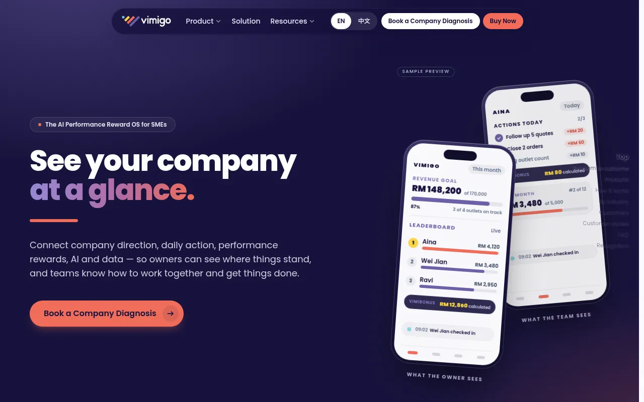 Screenshot of vimigo.io