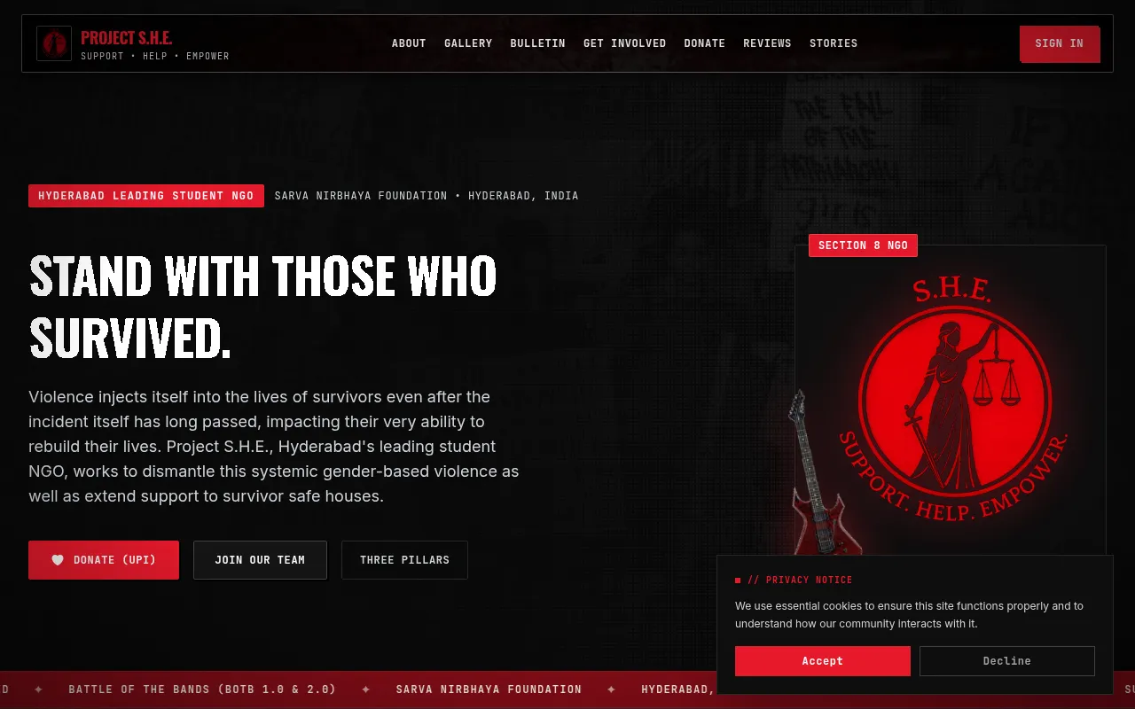 Screenshot of projectshe.in