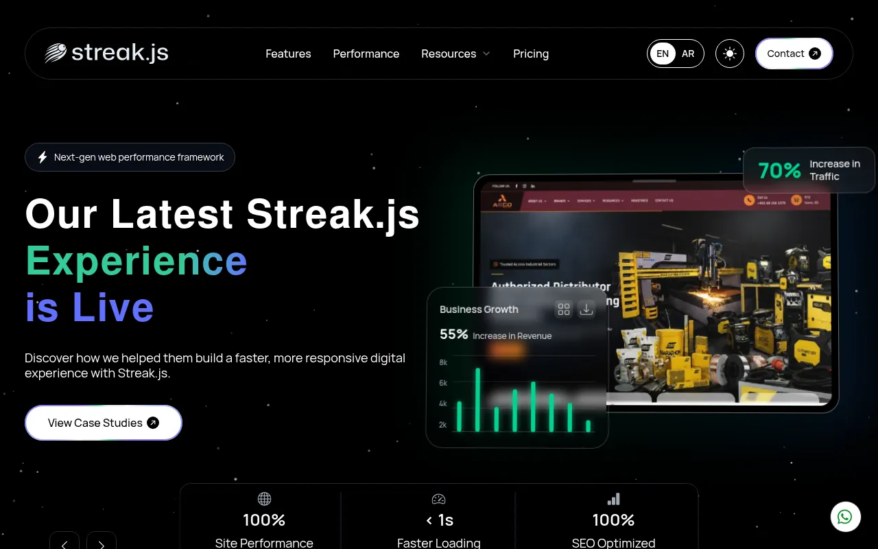 Screenshot of streakjs.com