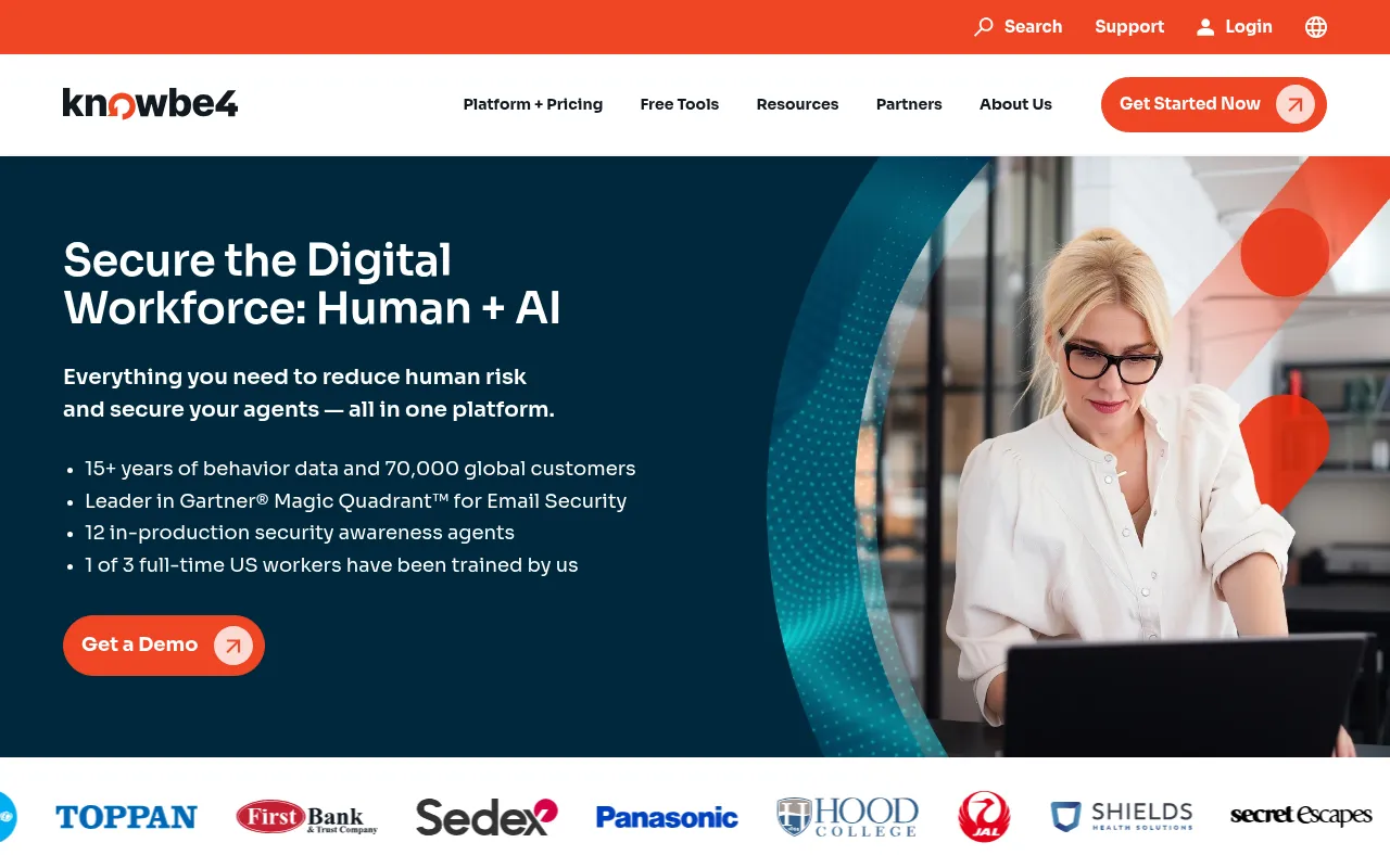 Screenshot of knowbe4.com