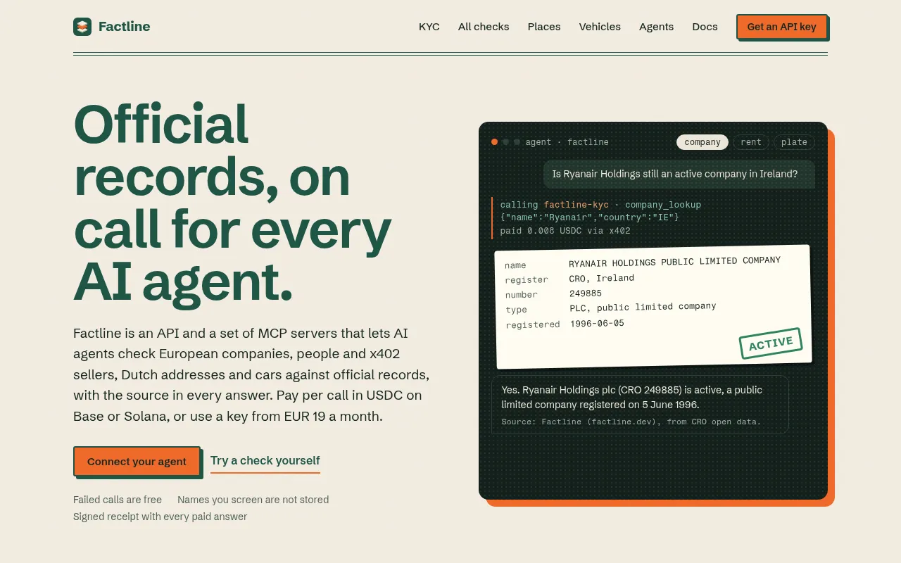 Screenshot of factline.dev