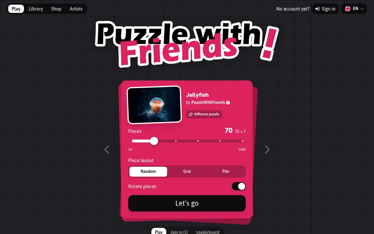 Screenshot of puzzlewithfriends.net