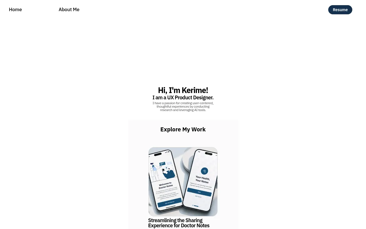 Screenshot of kerime.framer.website