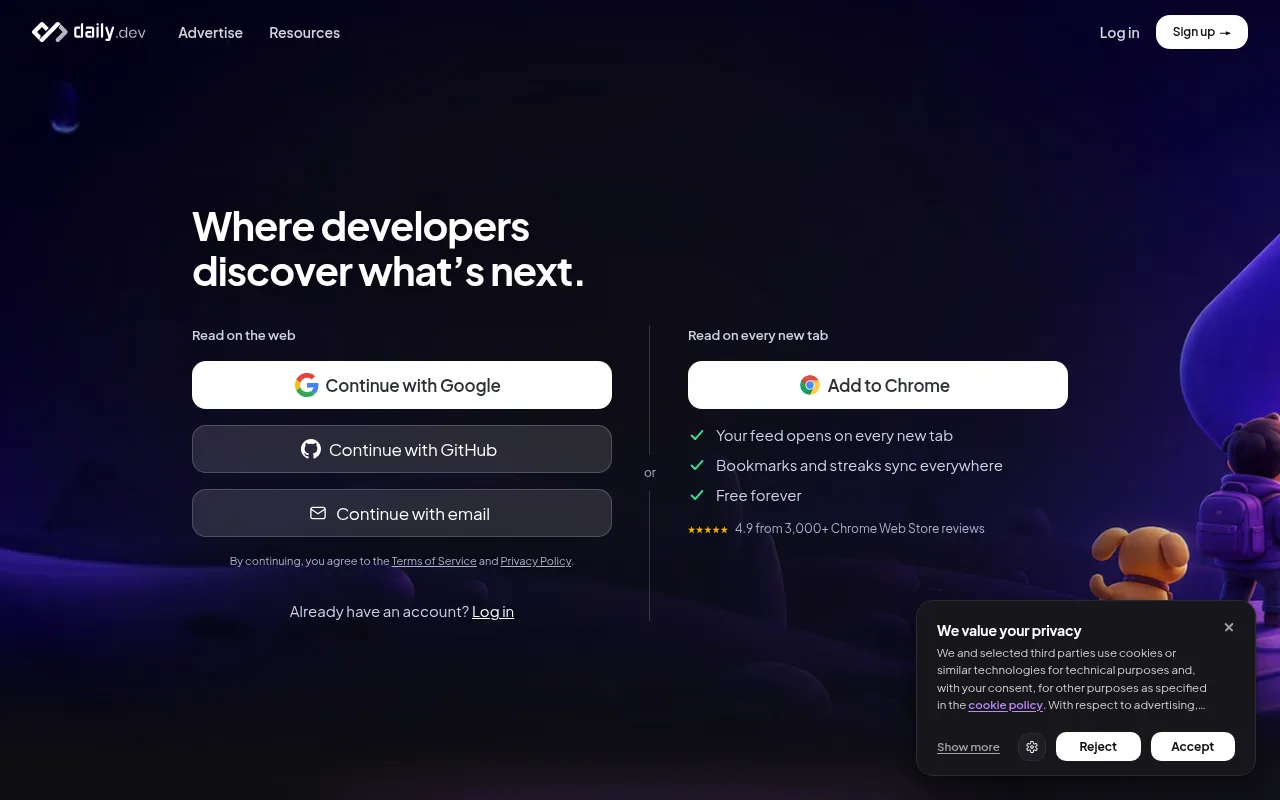 Screenshot of daily.dev