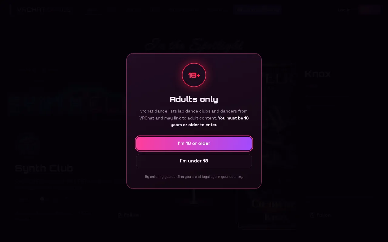 Screenshot of vrchat.dance