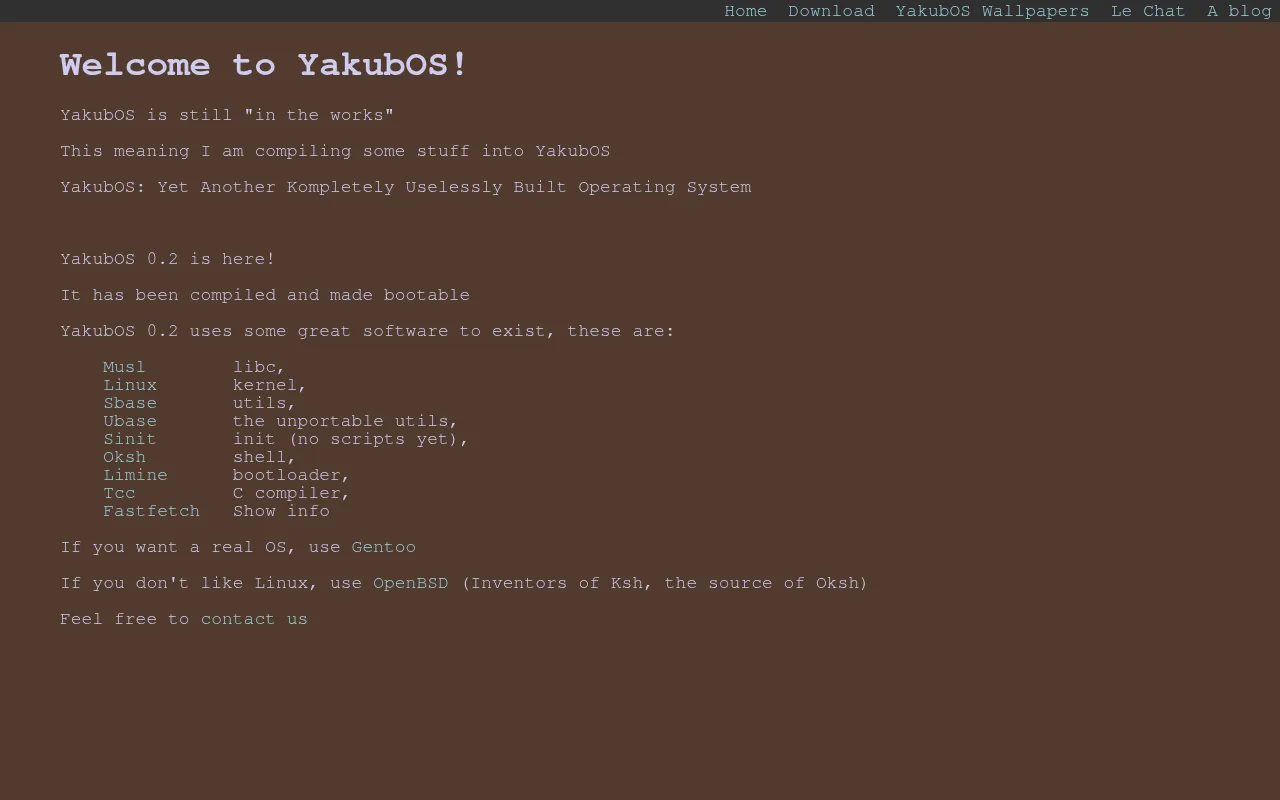Screenshot of yakubos.org