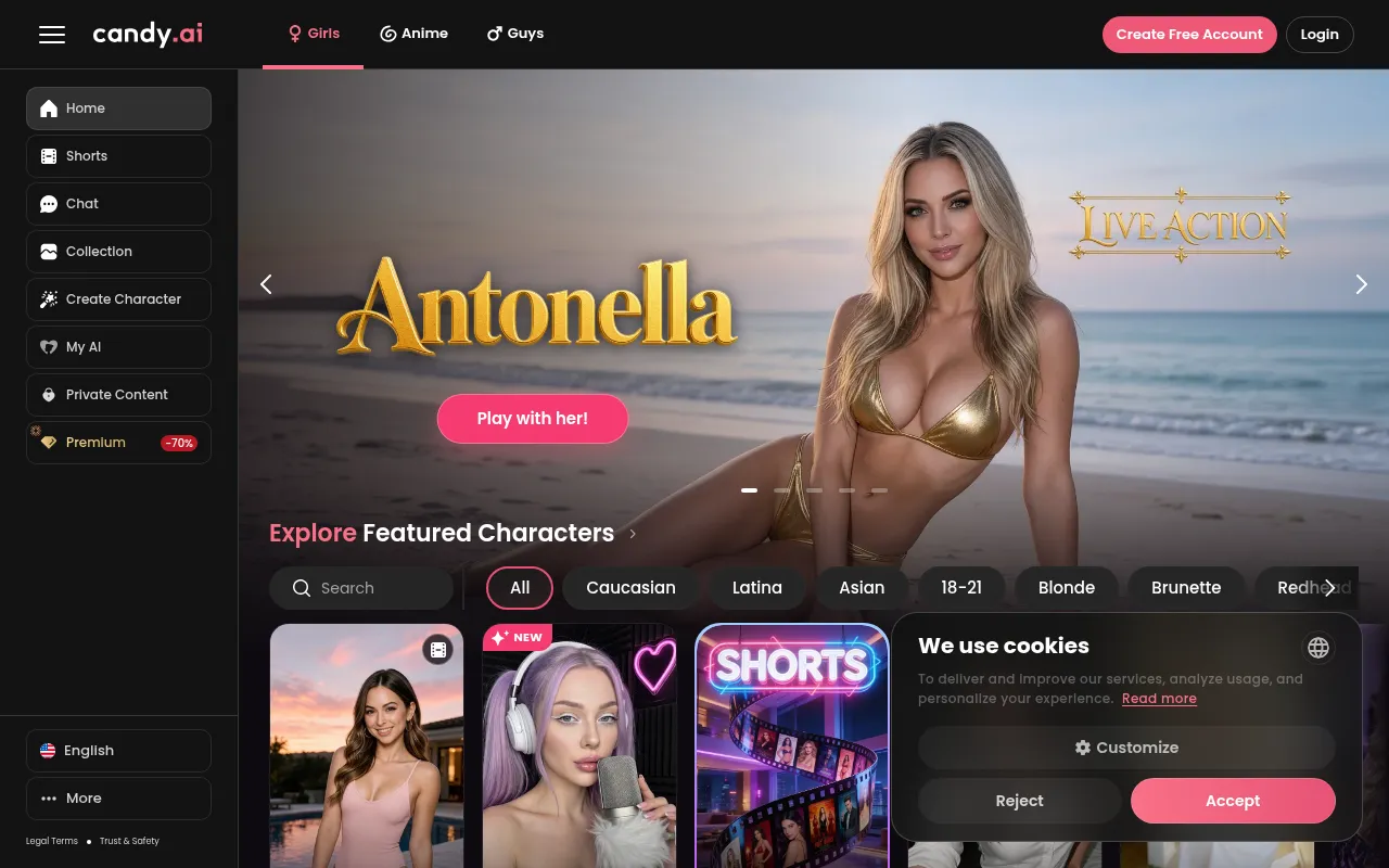 Screenshot of candy.ai