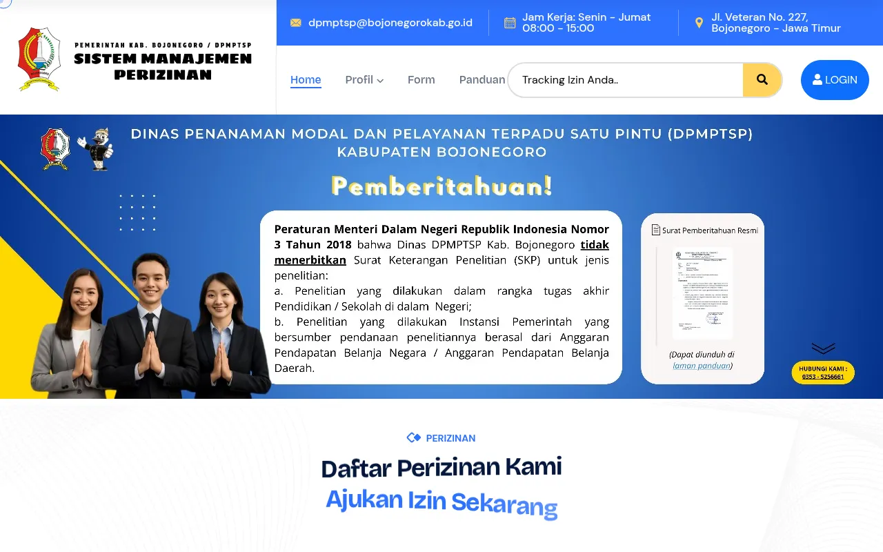 Screenshot of simaniz.bojonegorokab.go.id