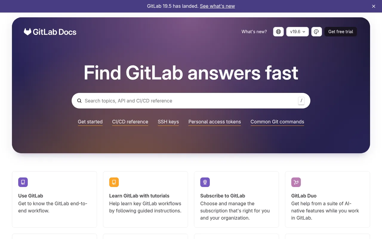 Screenshot of docs.gitlab.com