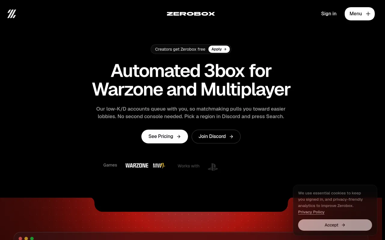 Screenshot of zerobox.gg