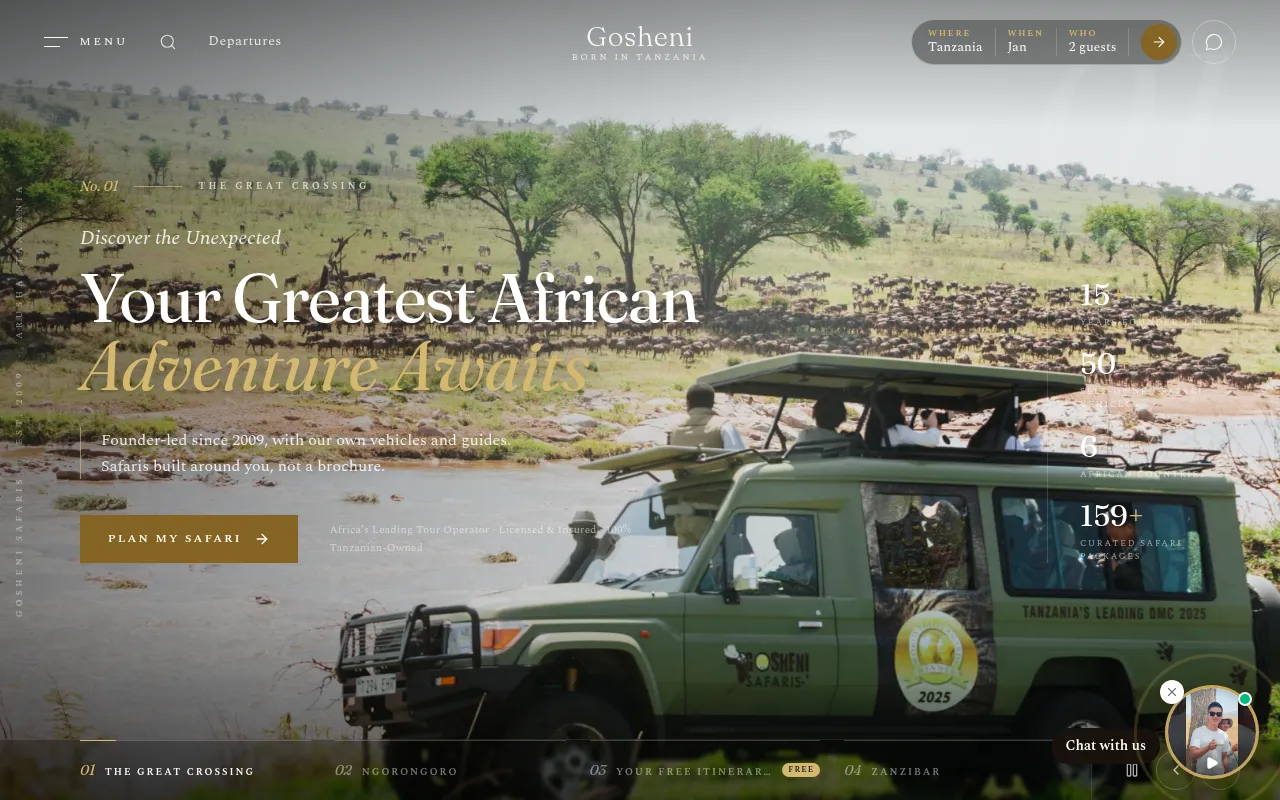 Screenshot of goshenisafaris.com