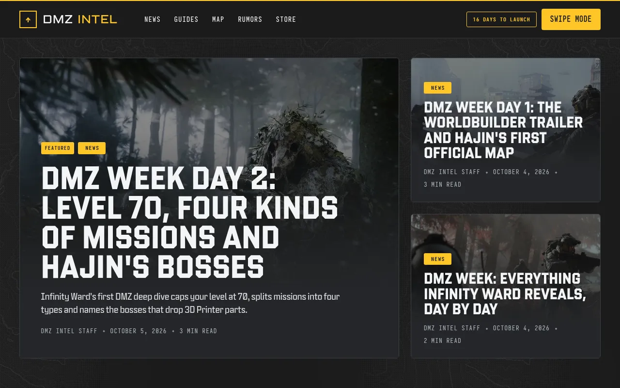 Screenshot of dmz-intel.webflow.io