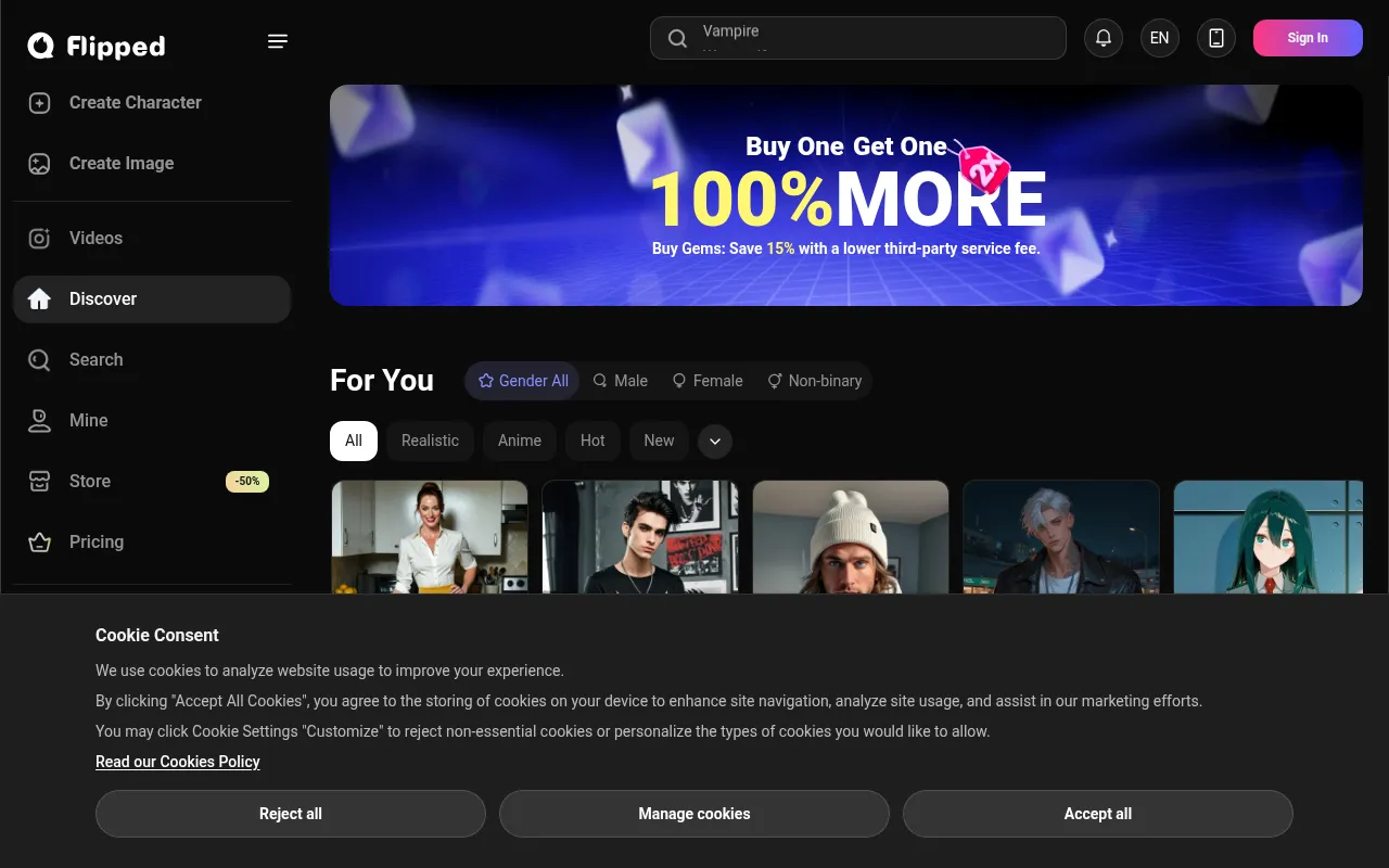 Screenshot of flipped.chat