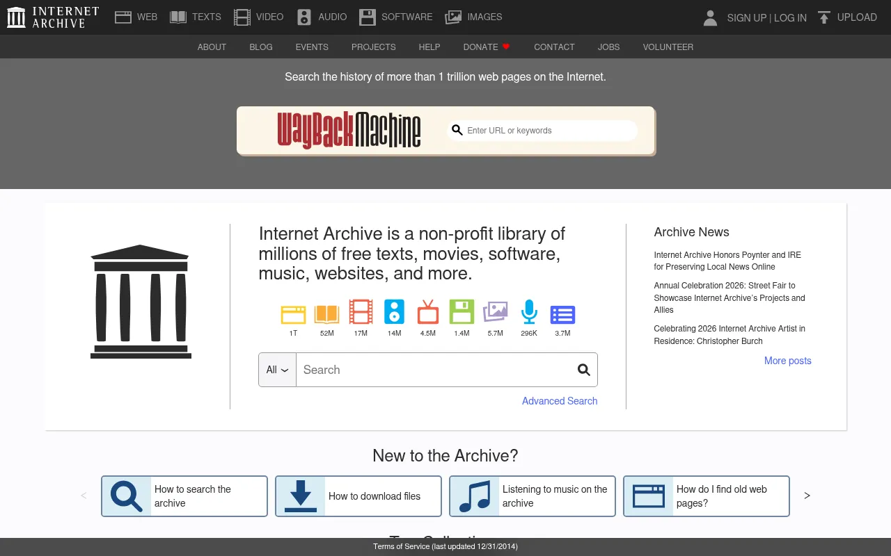 Screenshot of archive.org