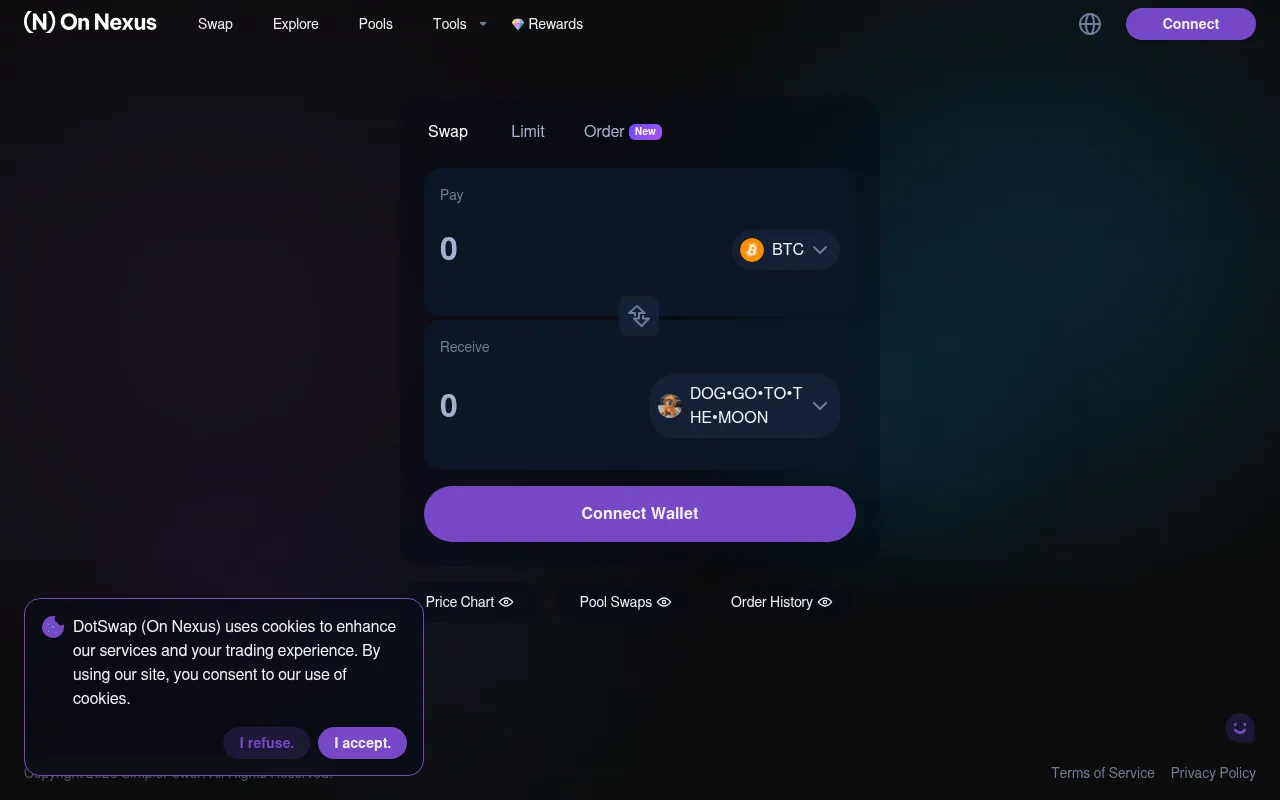 Screenshot of swap.on.nexus