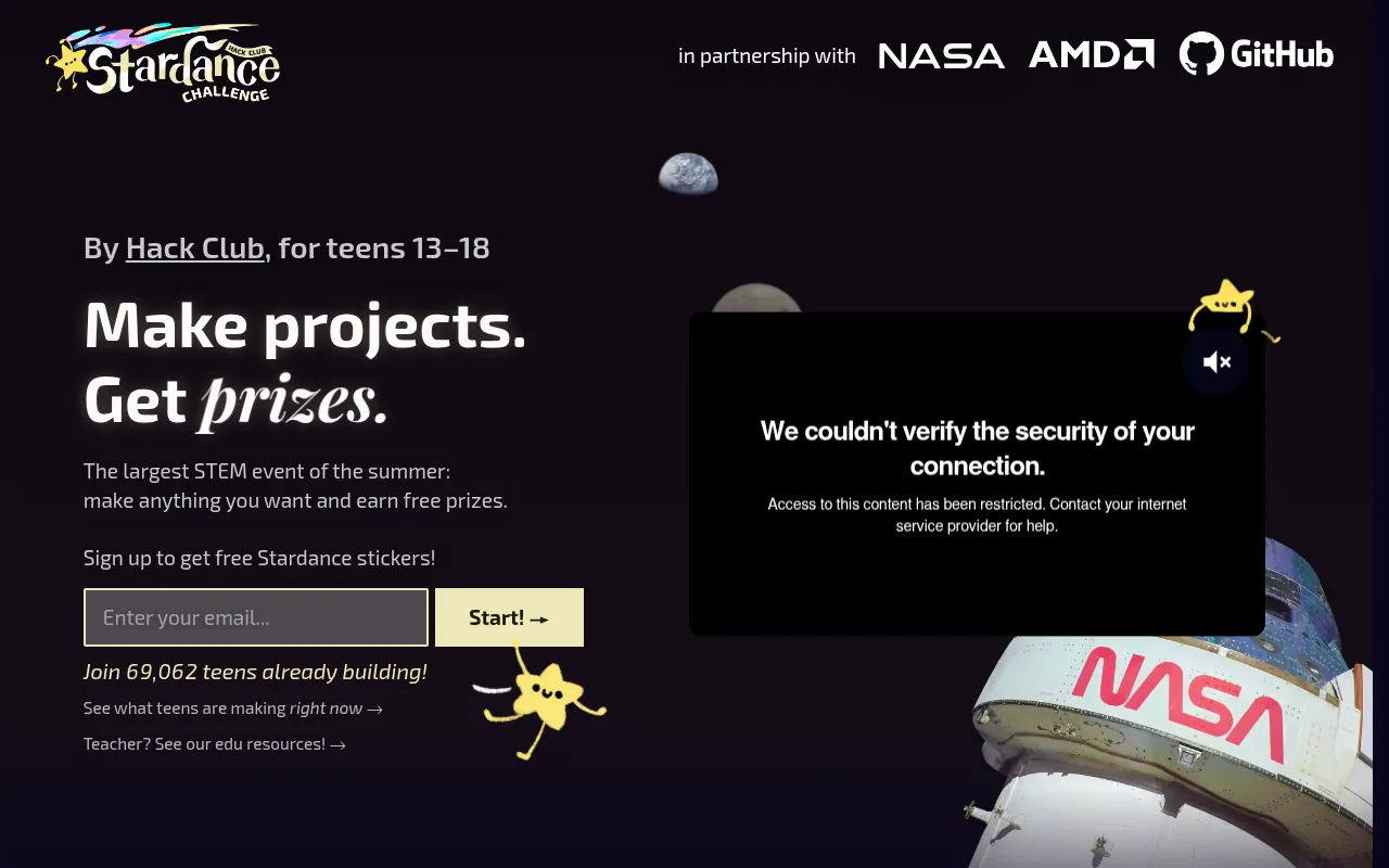 Screenshot of stardance.hackclub.com