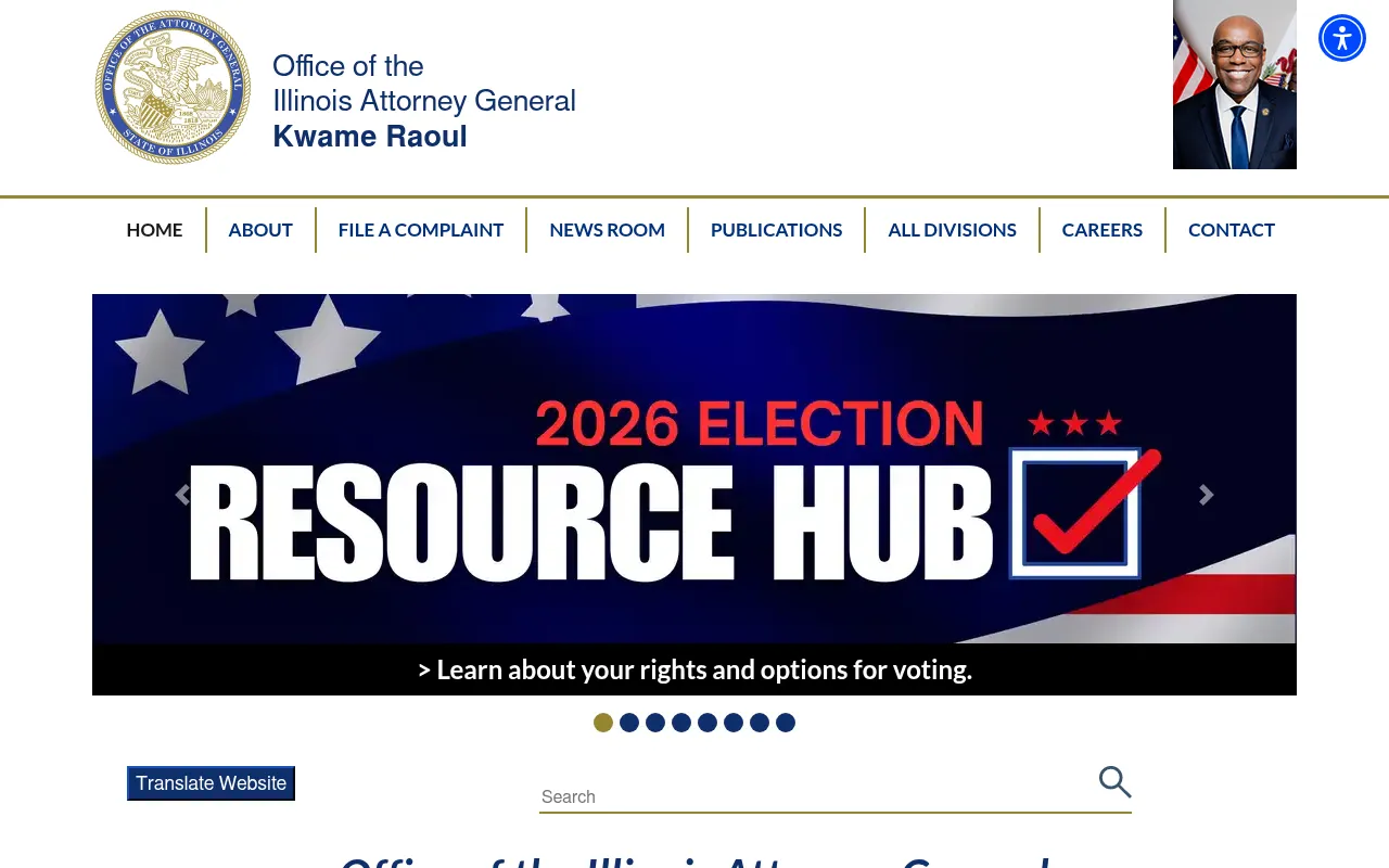Screenshot of illinoisattorneygeneral.gov
