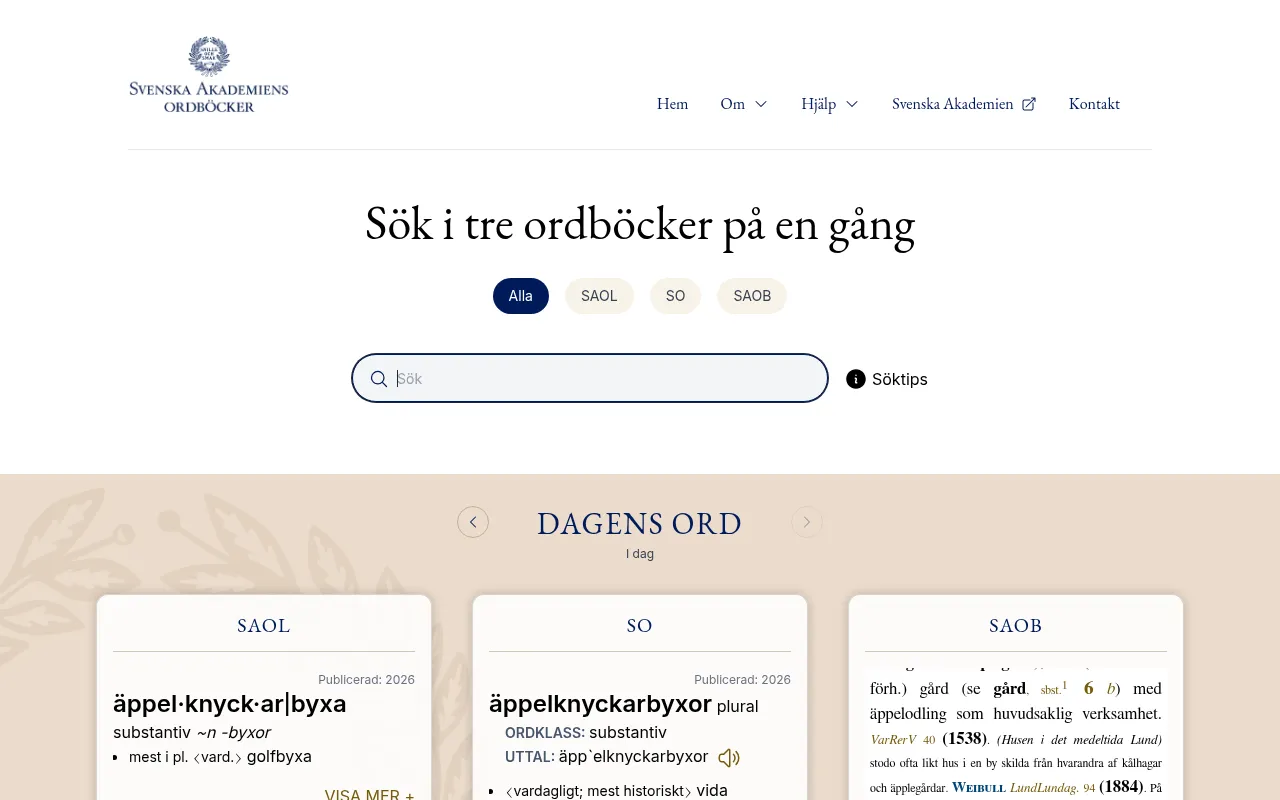 Screenshot of svenska.se