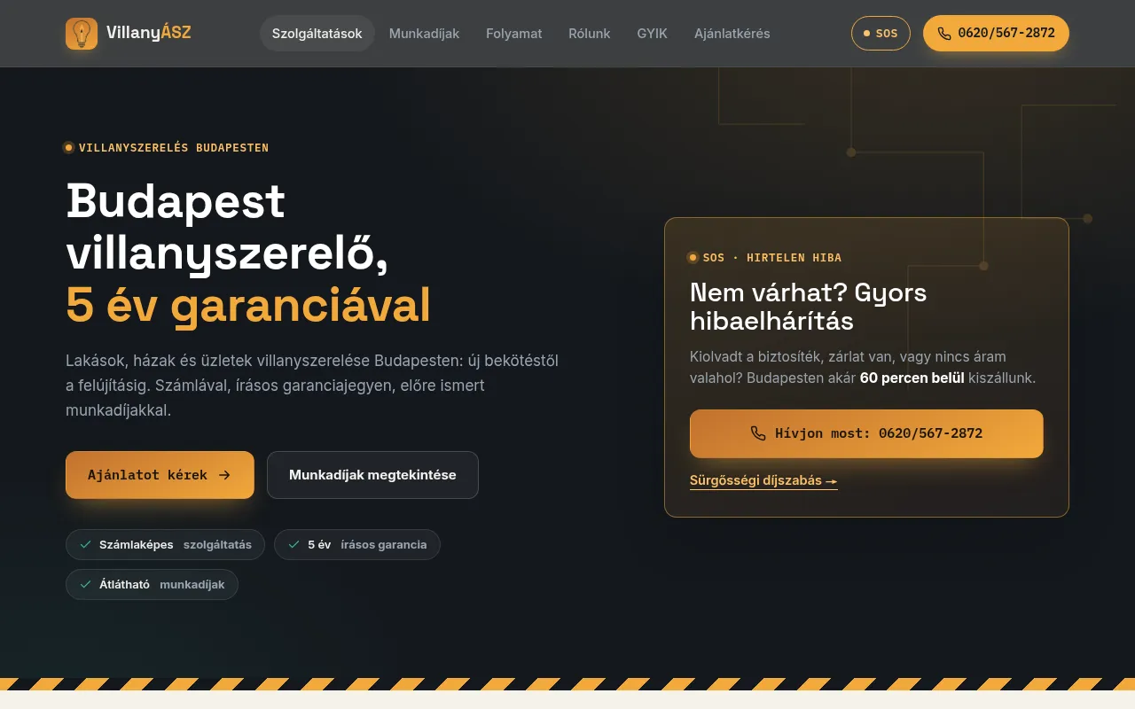 Screenshot of budapesten-villanyszerelo.hu
