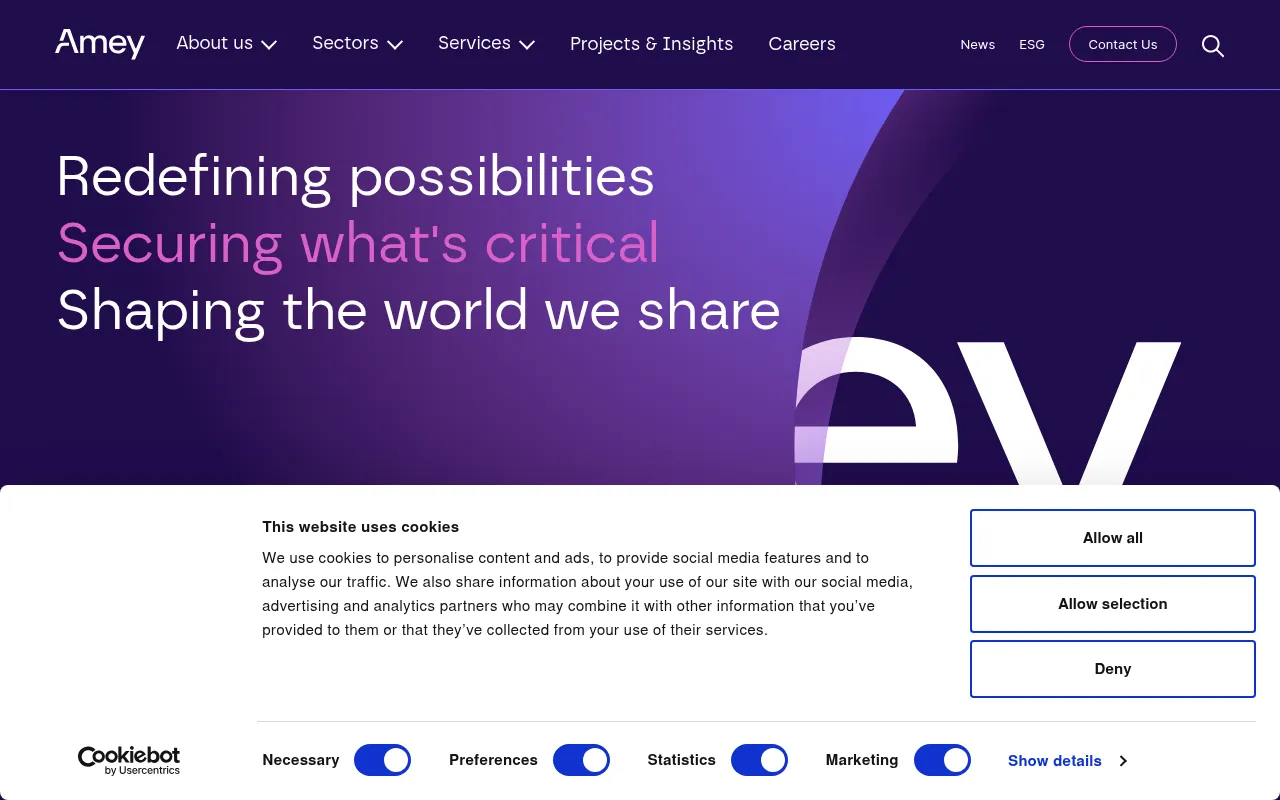 Screenshot of amey.com