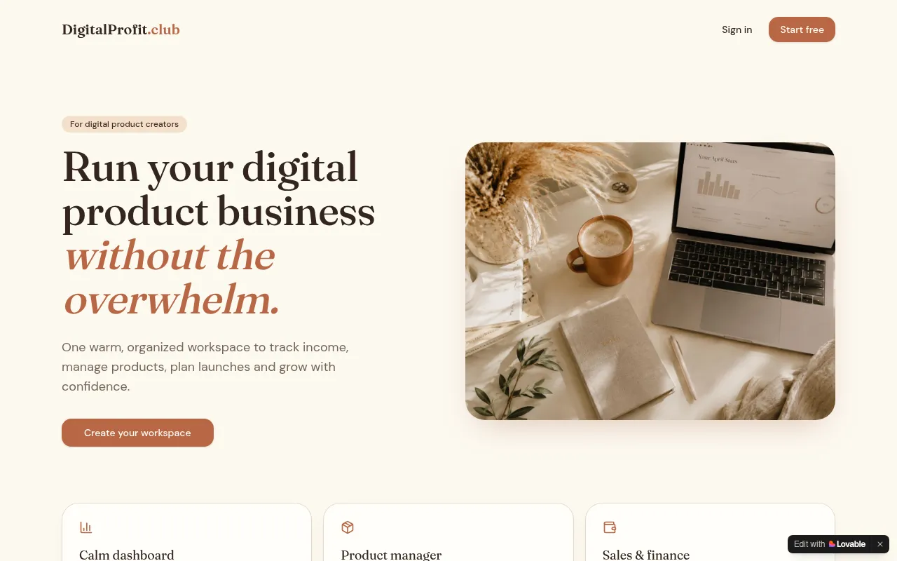 Screenshot of digitalprofitclubs.lovable.app