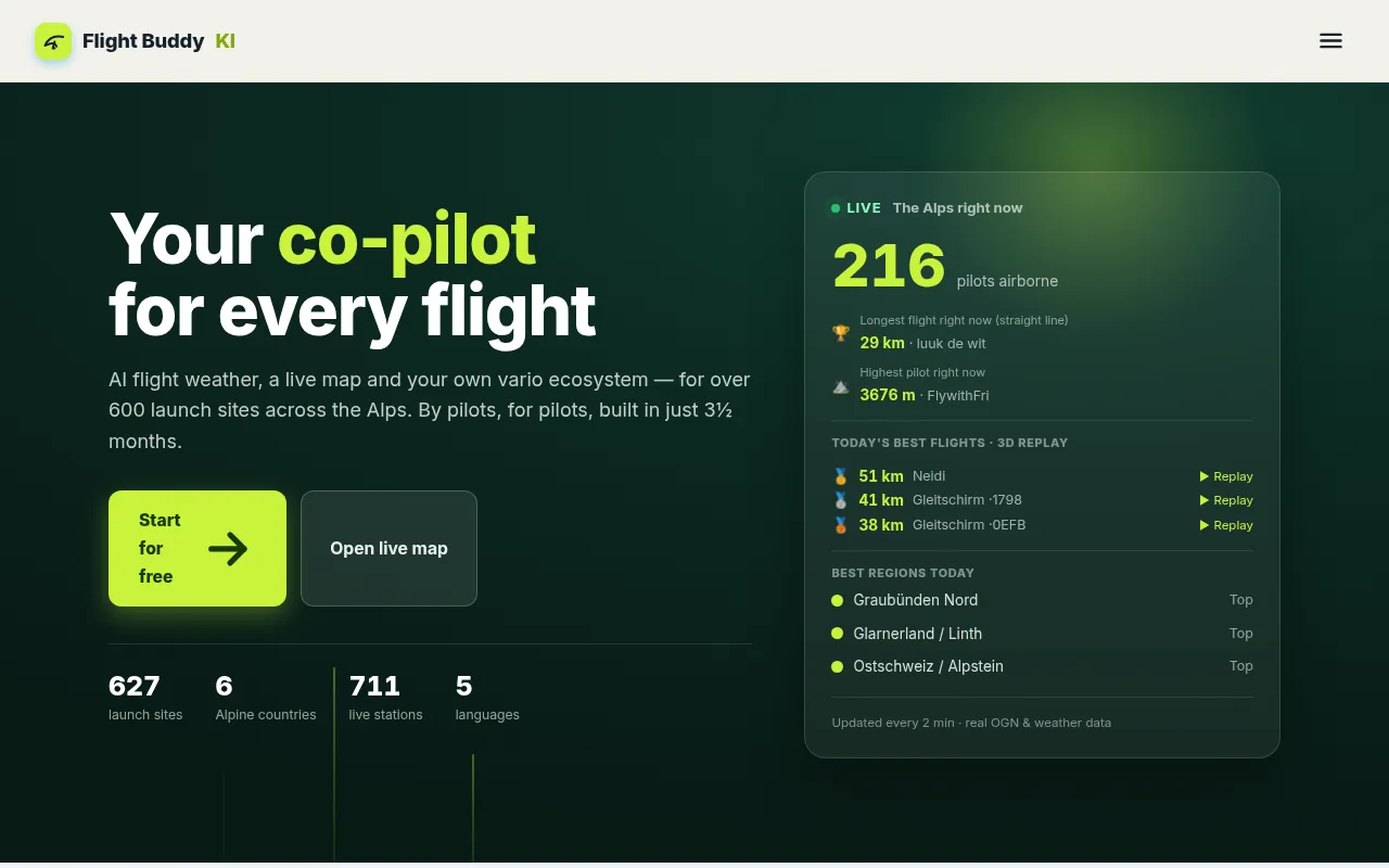 Screenshot of flightbuddyki.ch
