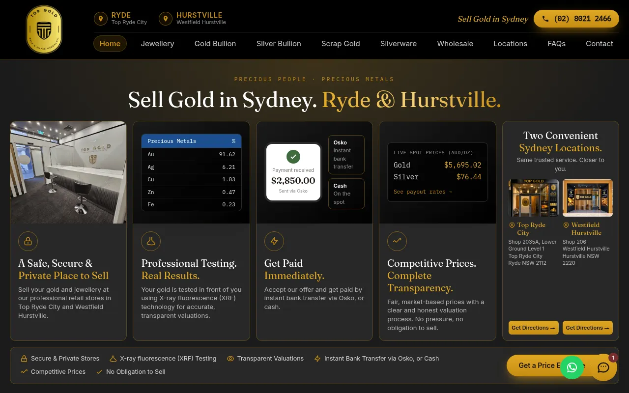 Screenshot of topgold.com.au