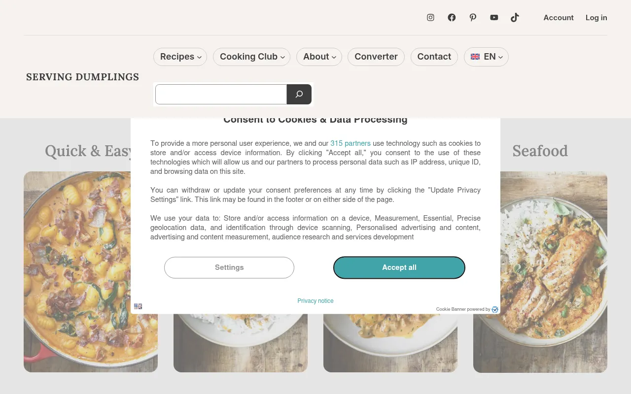 Screenshot of servingdumplings.com