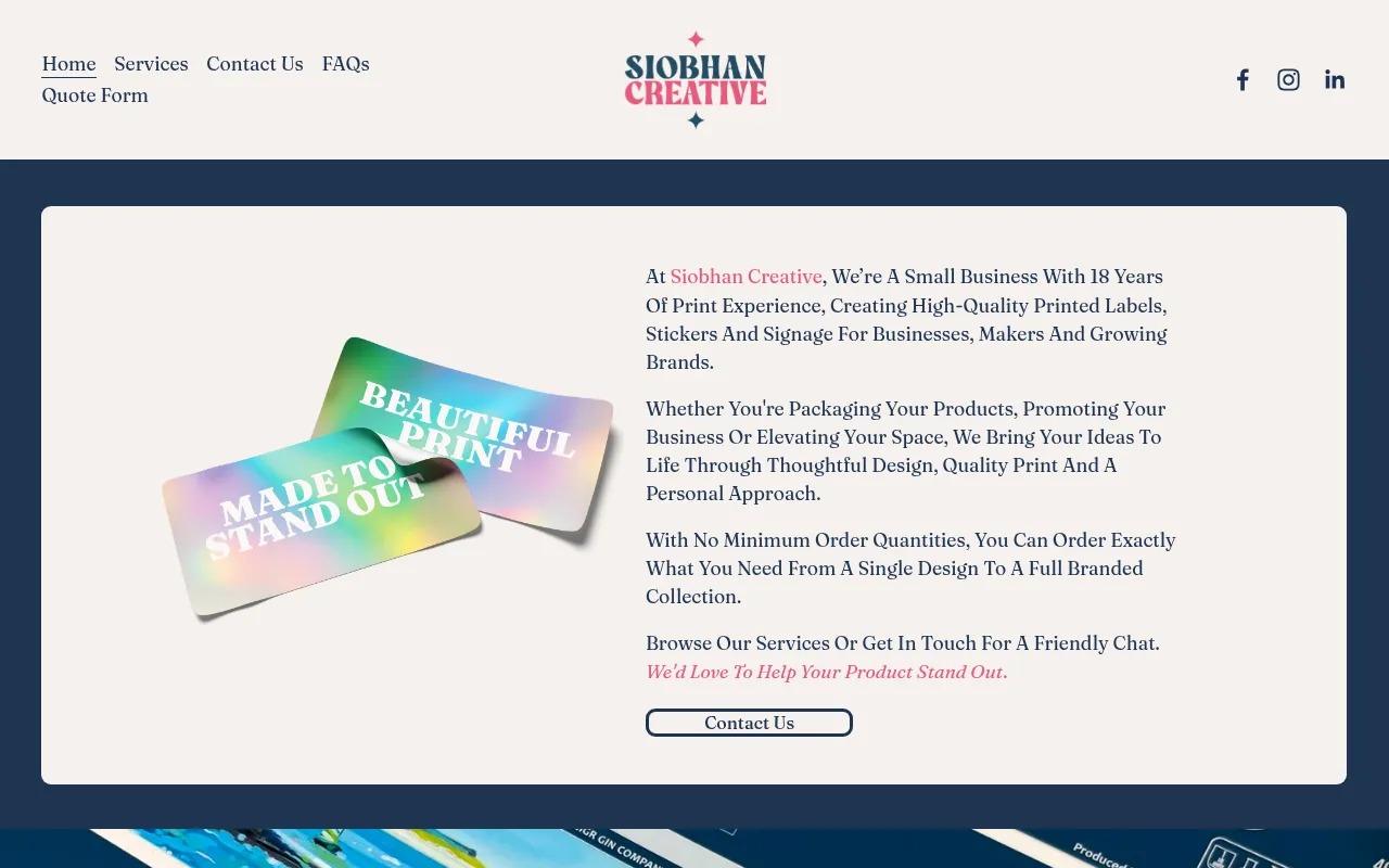 Screenshot of siobhancreative.com