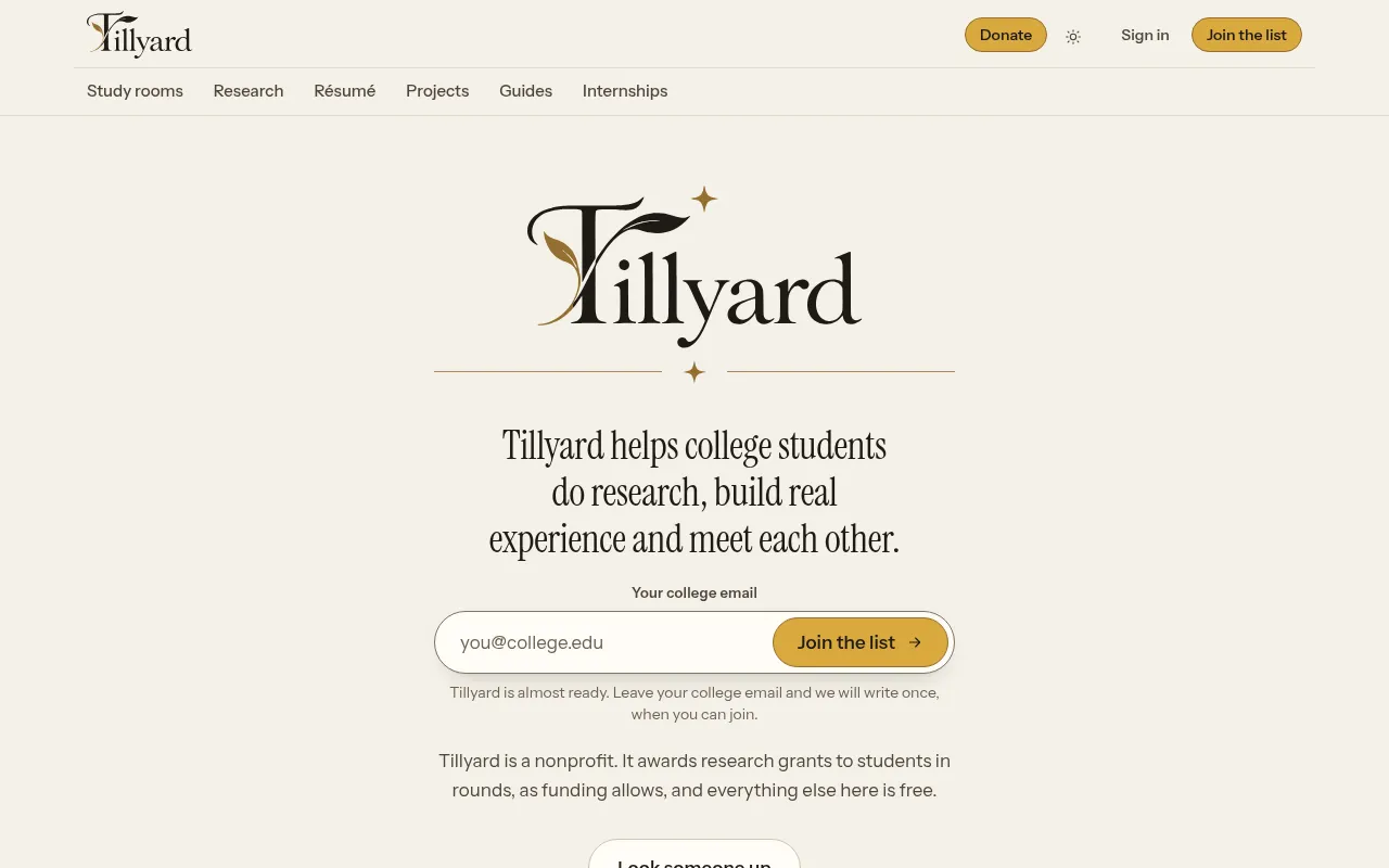 Screenshot of tillyard.org