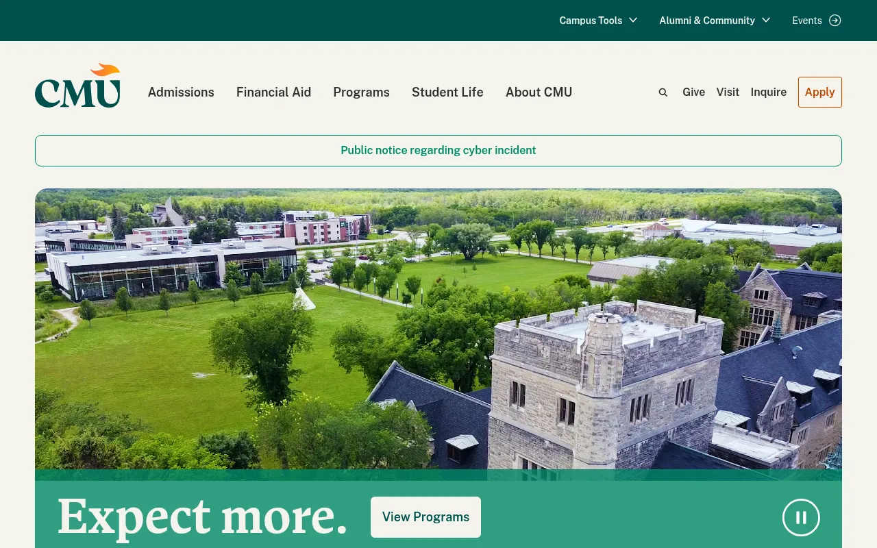 Screenshot of cmu.ca