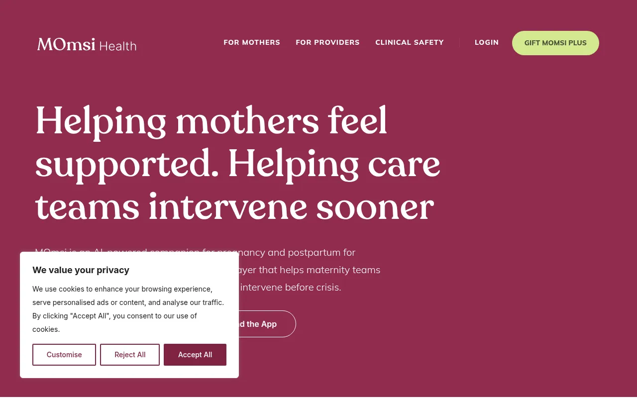 Screenshot of momsi.health