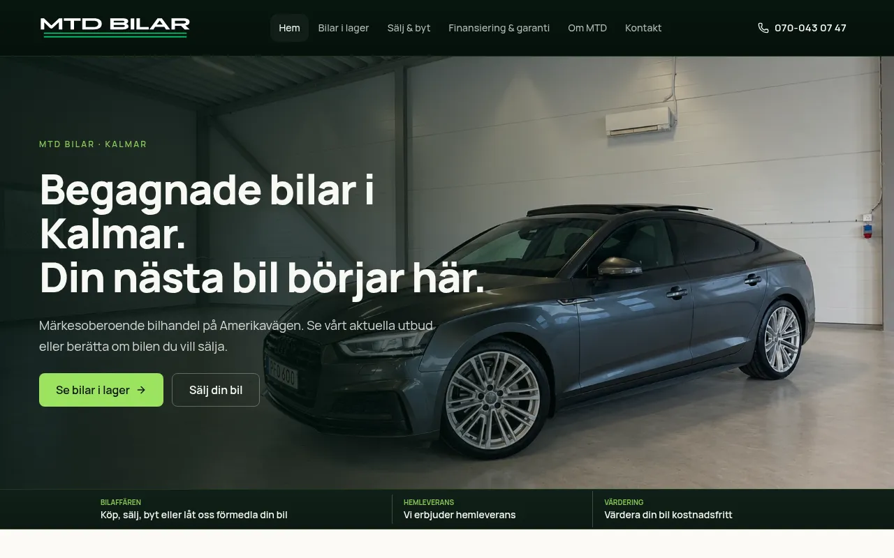 Screenshot of mtdbilar.se