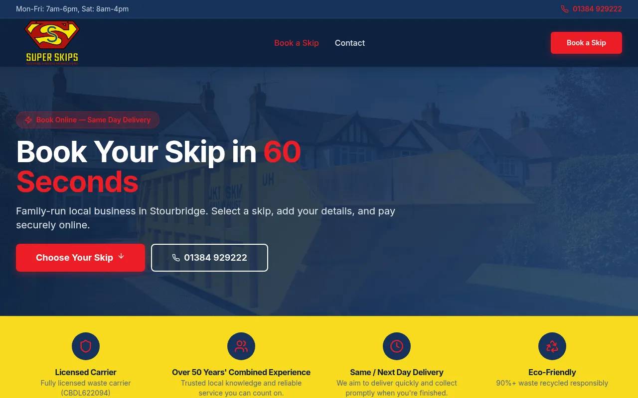 Screenshot of superskips.co.uk