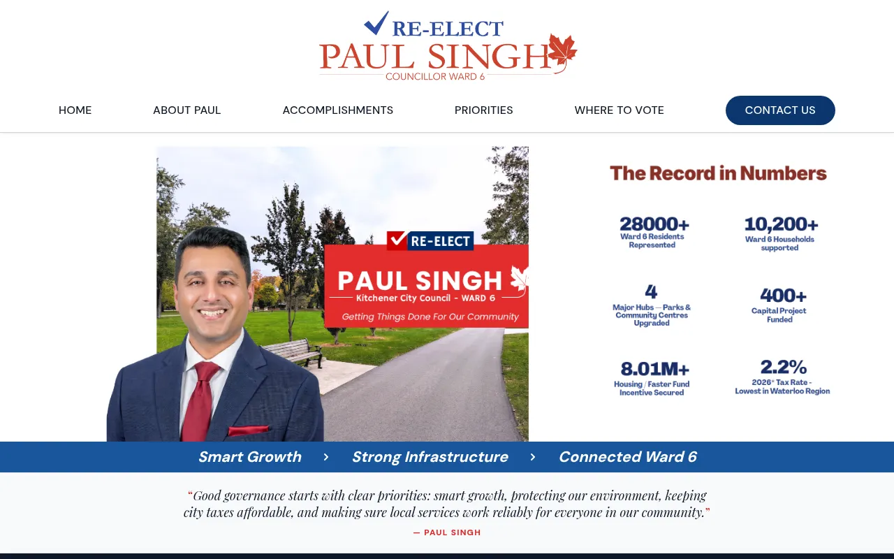 Screenshot of votepaulsingh.ca