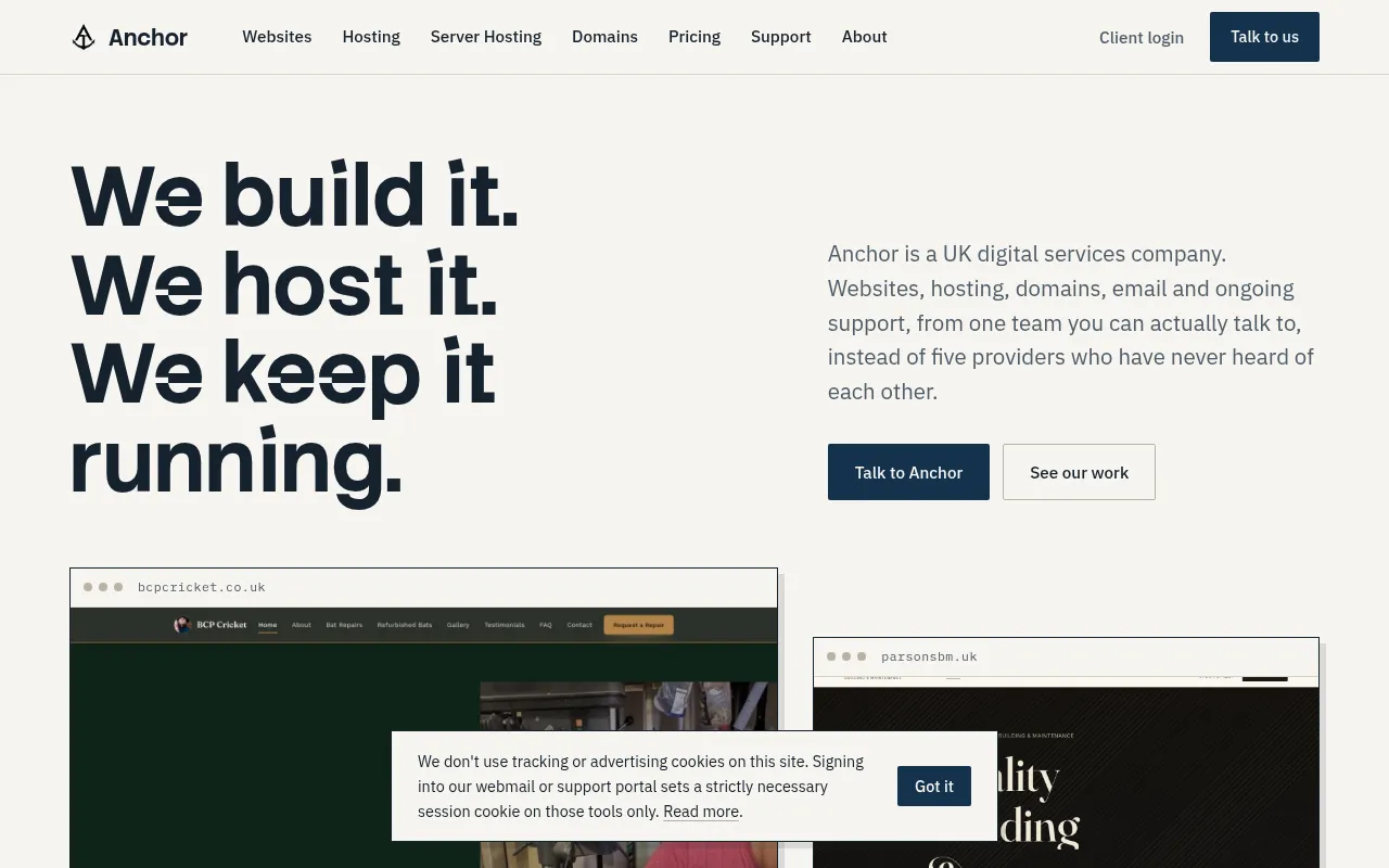 Screenshot of getanchor.uk