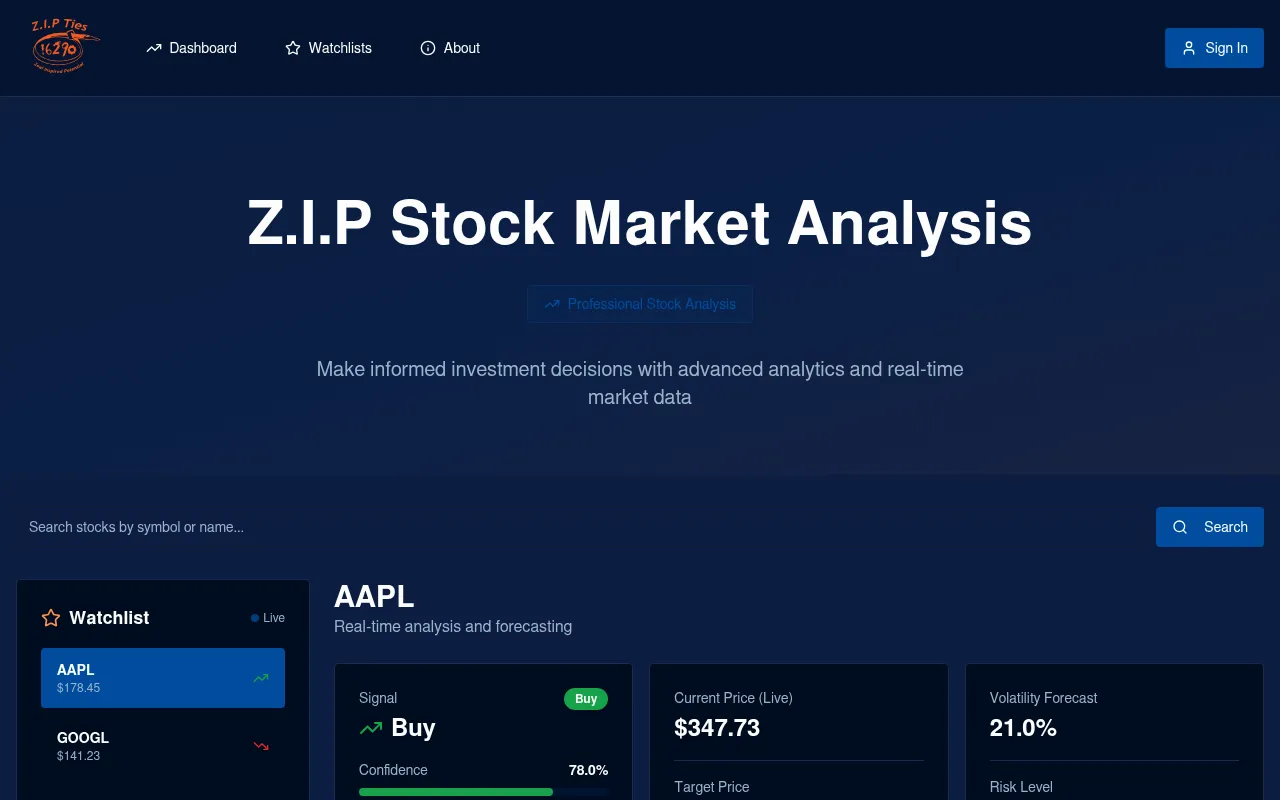 Screenshot of zipstocks.vercel.app