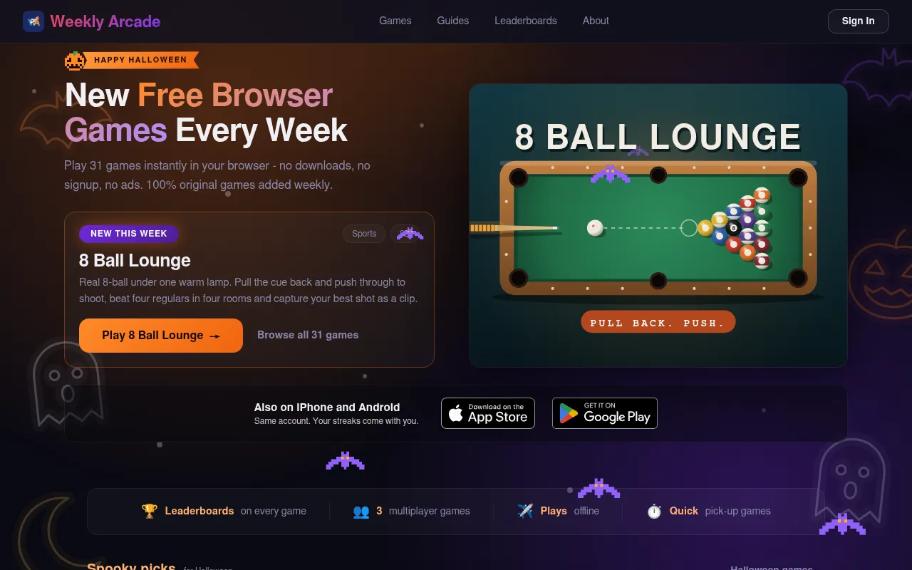 Screenshot of weeklyarcade.games