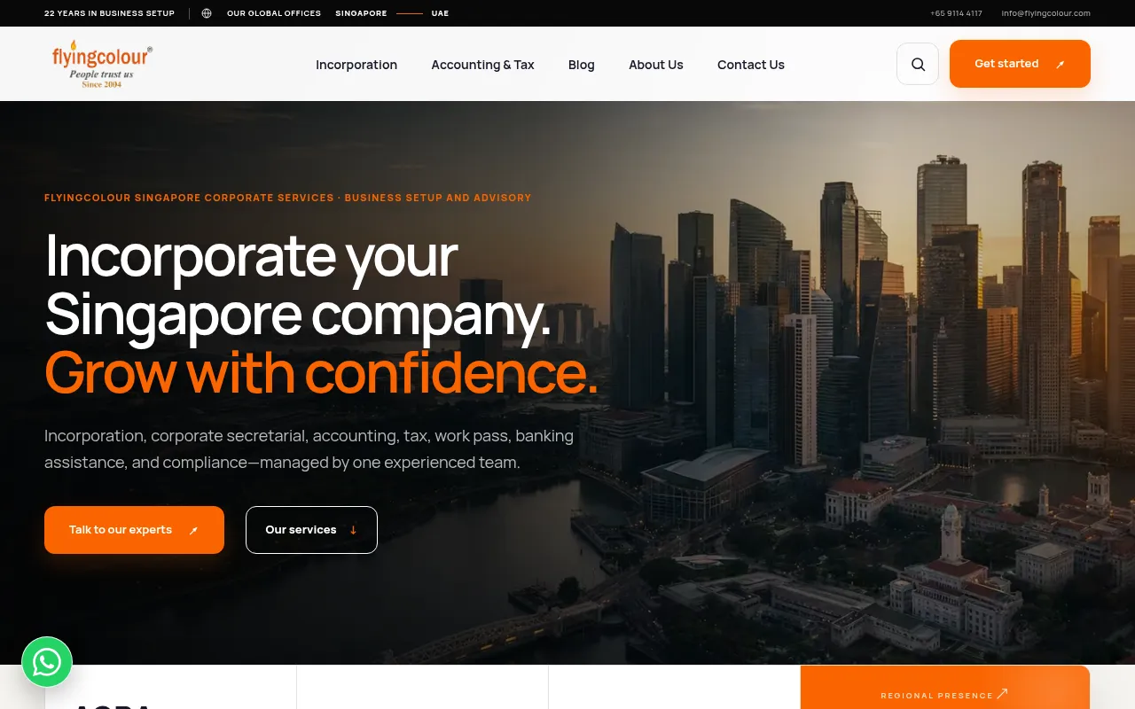 Screenshot of flyingcolour.sg