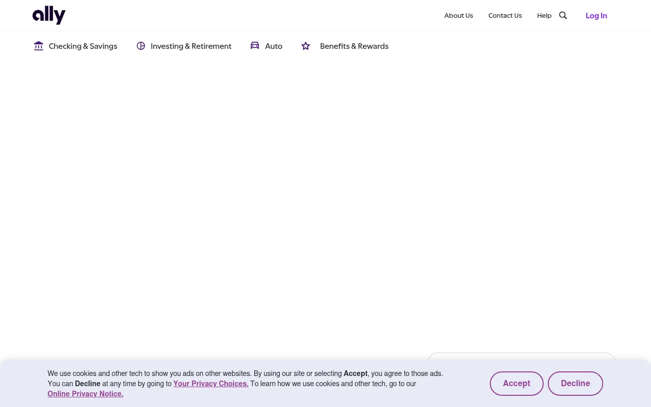 Screenshot of ally.com