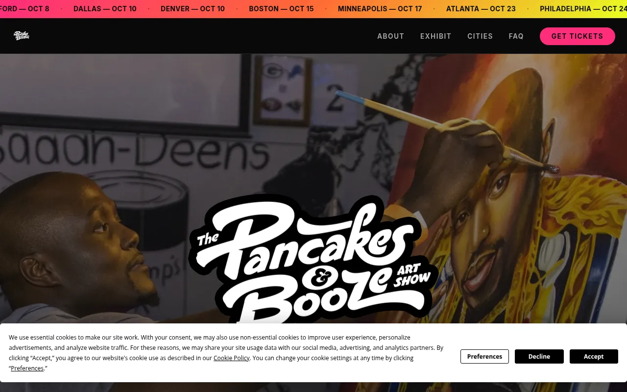 Screenshot of pancakesandbooze.com