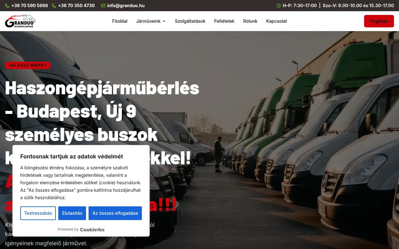 Screenshot of granduoautokolcsonzo.hu