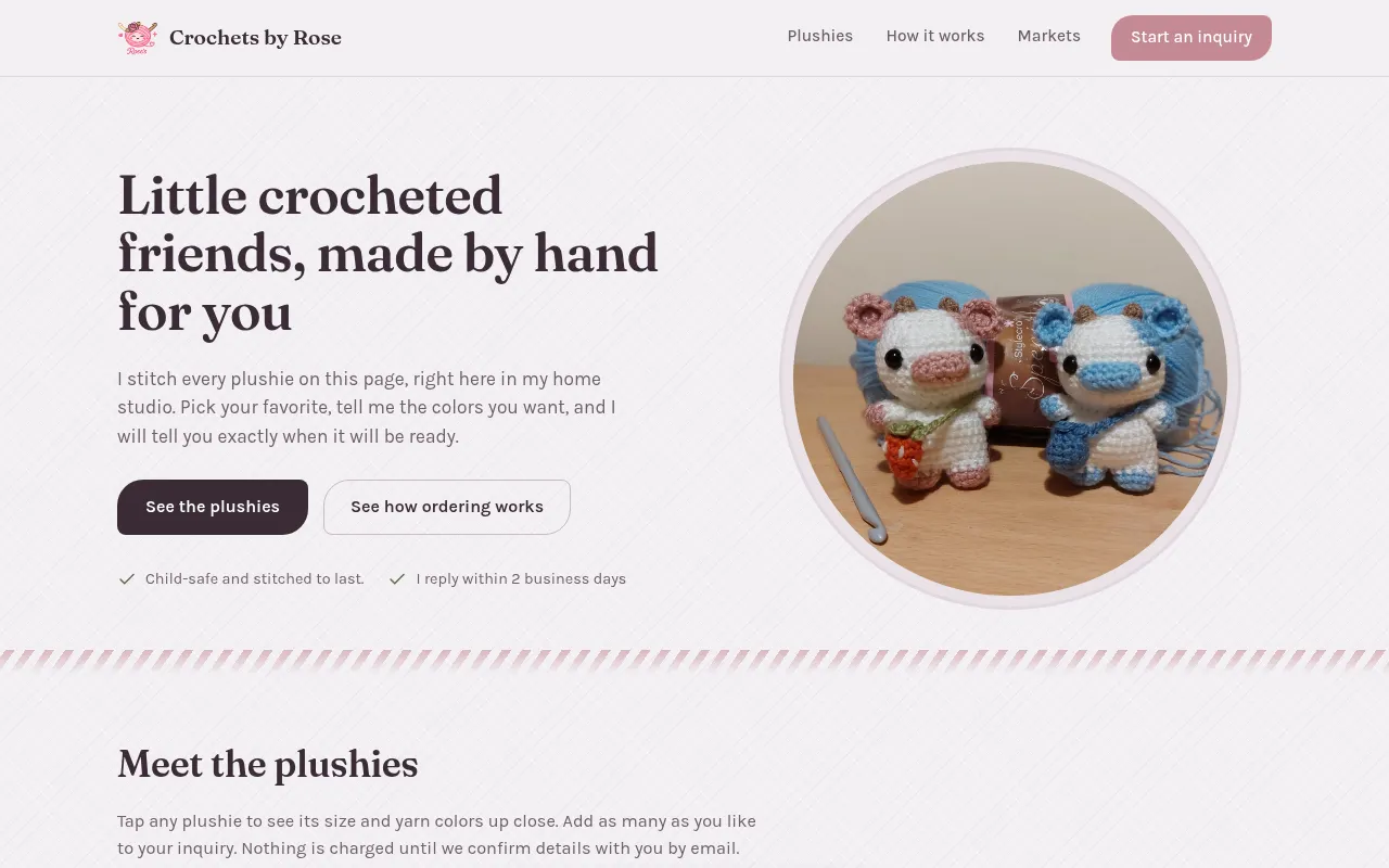 Screenshot of crochetsbyrose.com