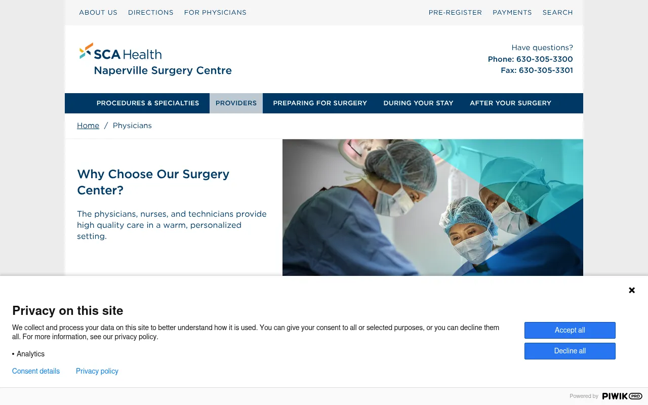 Screenshot of napervillesurgicalcentre.com