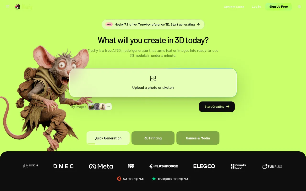 Screenshot of meshy.ai