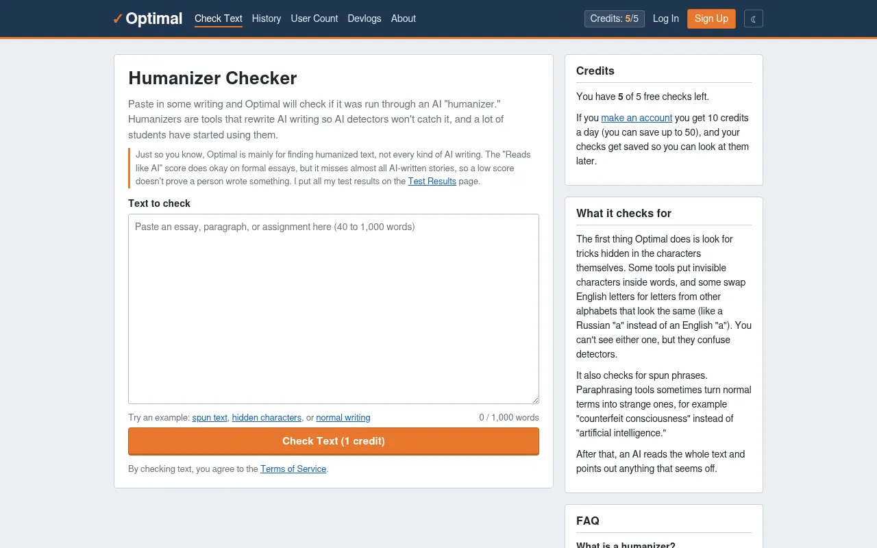 Screenshot of getoptimal.net