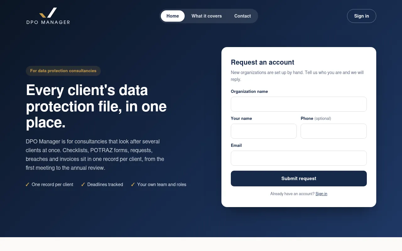 Screenshot of dpomanager.co.zw