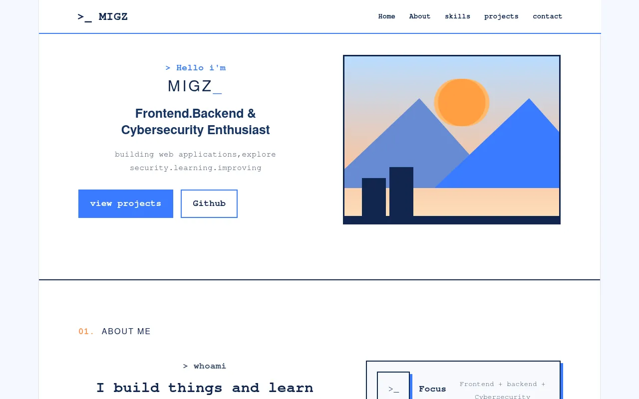 Screenshot of migz-0day-port.vercel.app