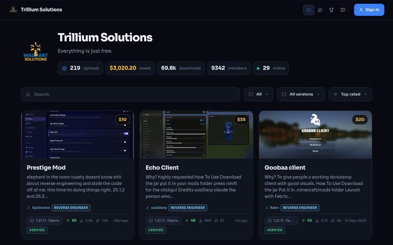Screenshot of trillium.solutions