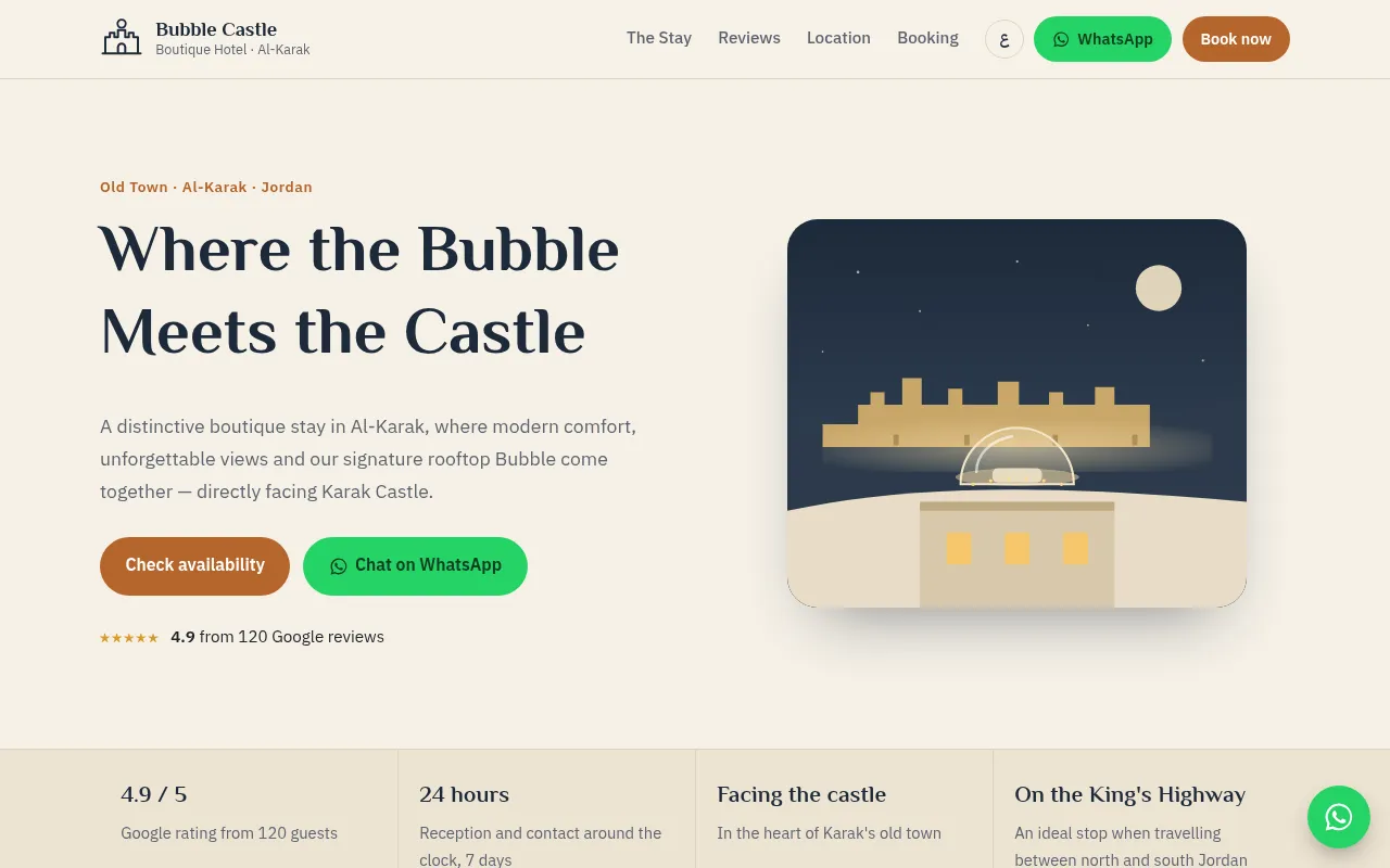 Screenshot of bubblecastlehotel.com